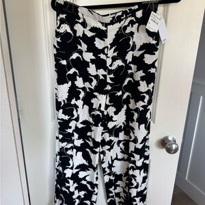 Nordstrom Black and White Floral Straight Leg Pants